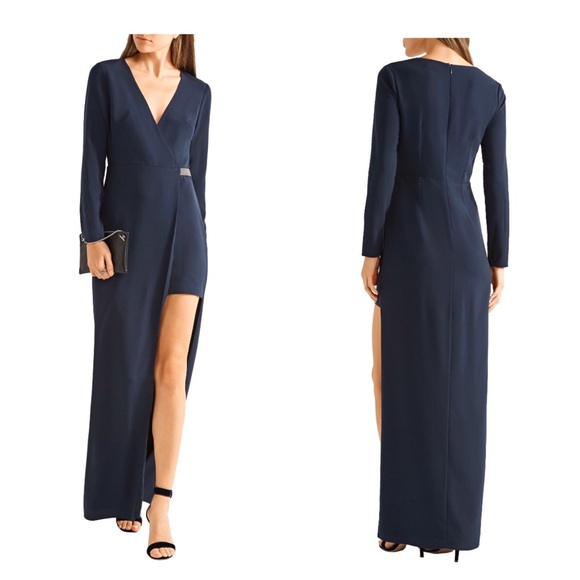HALSTONAsymmetric crepe wrap gown